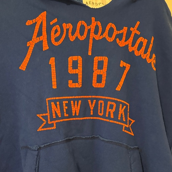 Aeropostale Men's Blue and Orange Hoodie - Picture 4 of 4